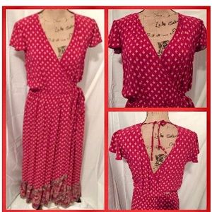 Red printed maxi wrap Dress high low size xxl